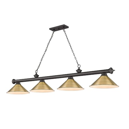 Z-Lite Cordon 4 Light Billiard, Bronze & Rubbed Brass 2306-4BRZ-RB15